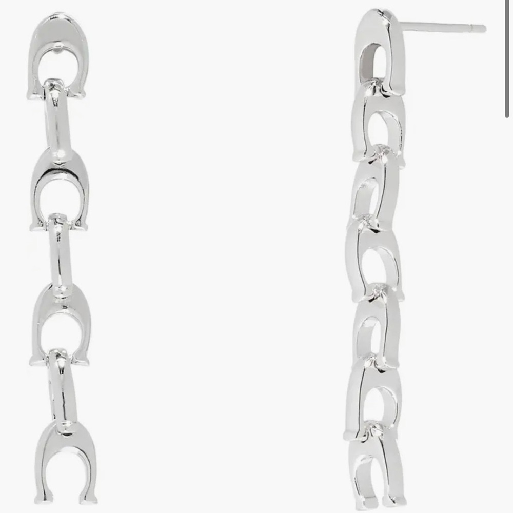 Silver Coach Linear Chain Earrings